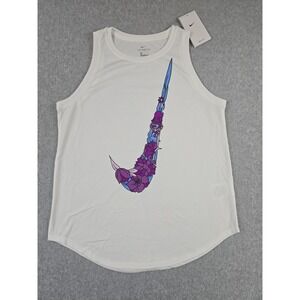 Nike Tank Top Shirt Girls Size XL X-Large Swoosh Sleeveless White Purple NWT